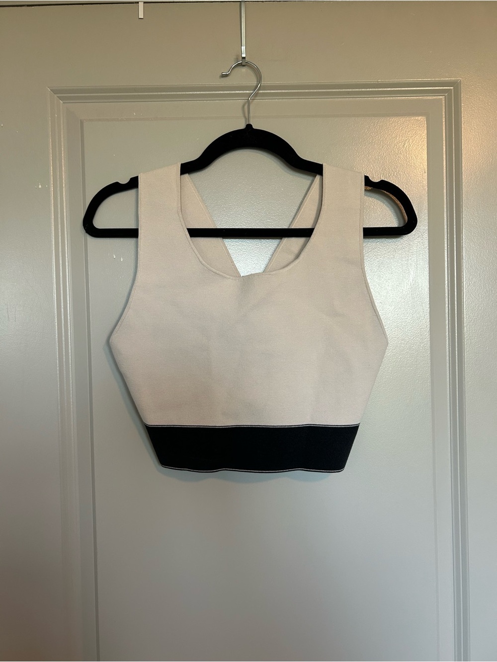 rag & bone Cream Crop Halter Top with Black Band